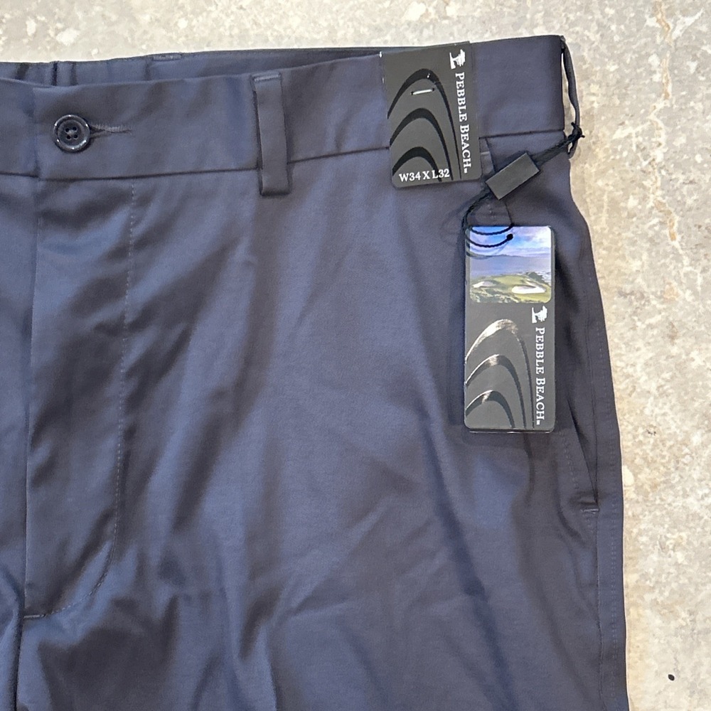 Pebble Beach‎ Performance Pants Men 34x32 Grey Golf Stretch Flat Front Straight